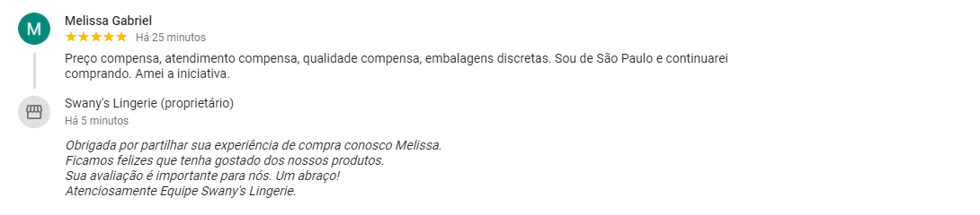 Avaliação Melissa Google Meu Negócio